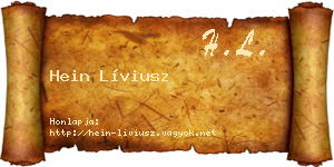 Hein Líviusz névjegykártya
